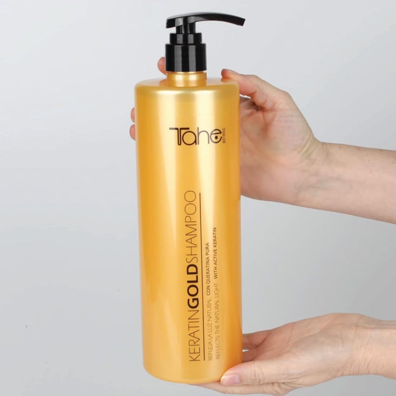 Tahe Keratin Gold Shampoo with Pure Keratin and Liquid Gold for Extra Softness and Volume, 1000ml - Image 3